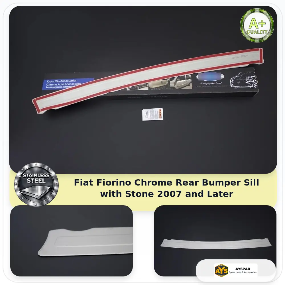 Fiat Fiorino Chrome Rear Bumper Sill with Crystal 2007 and Later