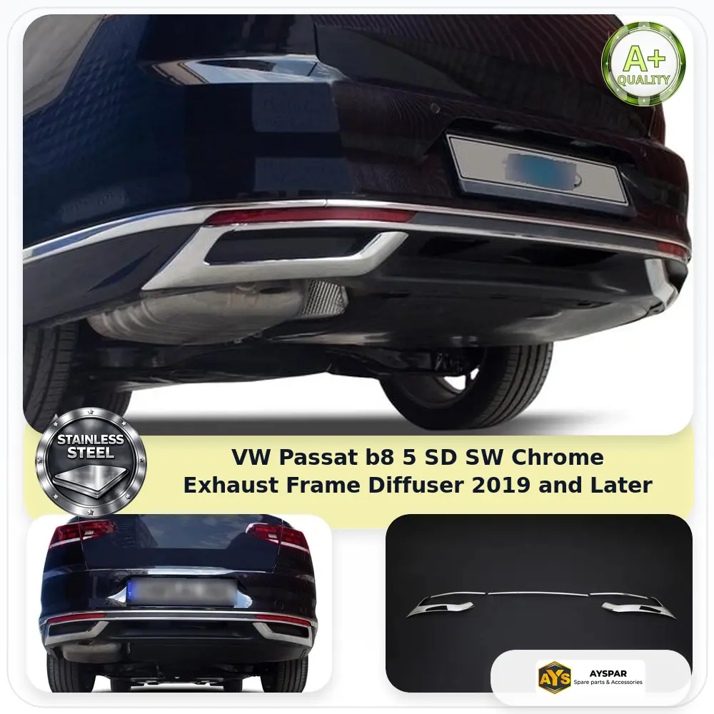 VW Passat B8.5 SD SW Chrome Egzoz Çerçevesi Difüzör 2019 ve Sonrası Volkswagen Passat B8.5 2019 ve Sonrası