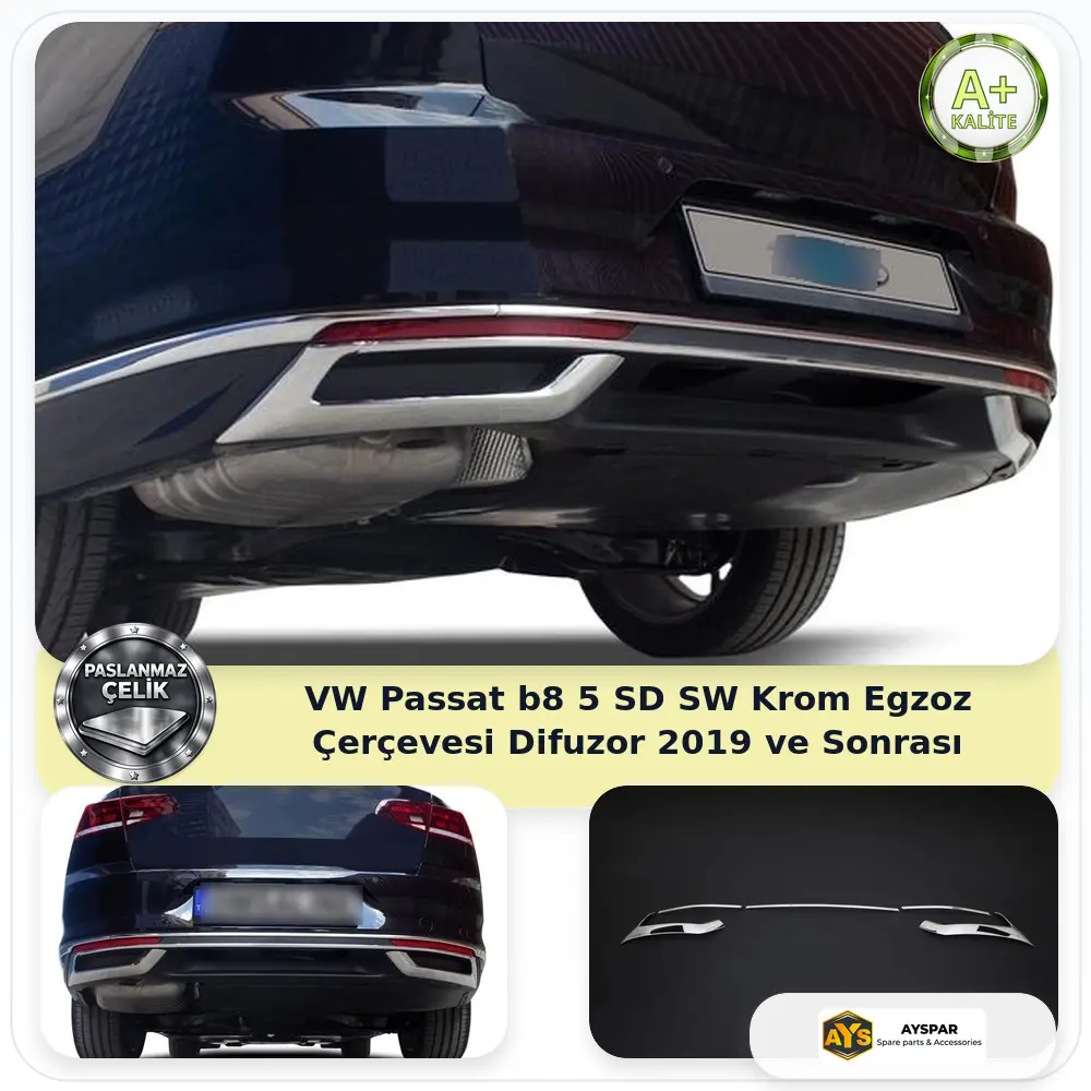 VW Passat B8.5 SD SW Krom Egzoz Çerçevesi Difüzör 2019 ve Sonrası