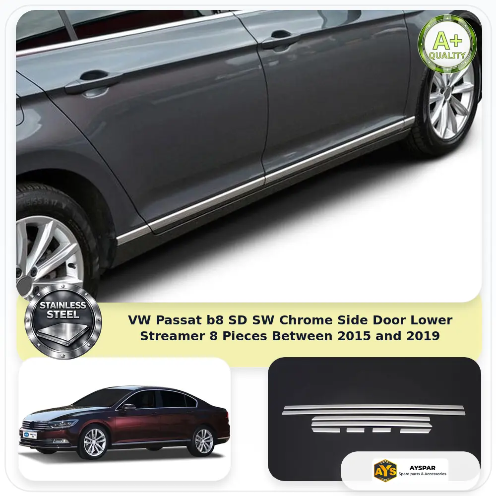 VW Passat B8 SD SW Chrome Yan Kapı Alt Çıtası 8 Parça 2015-2019 Arası